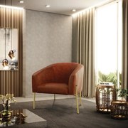 Poltrona Decorativa Pé de Ferro Dourado Kit 2 Stella Sintético PU D03 - D'Rossi - Nozes