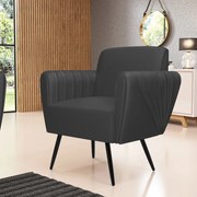 Kit 2 Poltronas Pés Palito de Ferro Bruna Corino D01 - D'Rossi - Preto