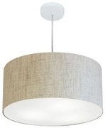 Lustre Pendente Cilíndrico Md-4245 Cúpula em Tecido 50x30cm Rustico Bege - Bivolt