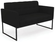 Sofá Namoradeira Elisa Linho Base Metálica Industrial Preto - D'Rossi - A79 Preto