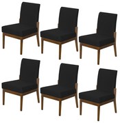 Kit 06 Cadeiras de Jantar Helena Suede Preto
