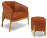 Poltrona com Puff Base de Madeira Stella Sintético PU D03 - D'Rossi - Nozes