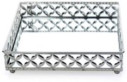 Bandeja Decorativa Quadrada m Em Metal Prata Com Espelho 5x21 cm M02 - D'Rossi