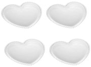 Jogo 4 Pratos Cristal Coração Pearl 18x15x2cm 28371 Wolff