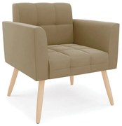 Poltrona Elisa Suede Pés Palito Natural D03 - D'Rossi - Marrom Rato