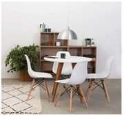 Conjunto Mesa Square Redonda Branco - 88cm + 4 Cadeiras Eiffel - Branco