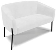Sofá 2 Lugares Namoradeira Pé de Ferro Preto Stella Sintético PU D03 - D'Rossi - Branco