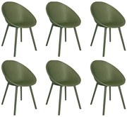 Kit 6 Cadeiras Área Externa de PP Marina com Base Desmontável Verde G56 - Gran Belo