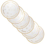 Kit 6 Sousplats de Plástico Desejos de Natal Transparente e Dourado com Estrelas 33 cm F04 - D'Rossi