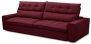 Sofá Retrátil Reclinável 3 Lugares 250cm Damy F05 Veludo Bordô - Mpoze