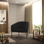 Poltrona Decorativa Pé de Ferro Preto Kit 2 Stella Linho D03 - D'Rossi - A79 Preto