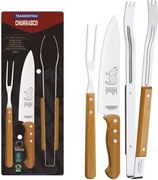 Jogo para Churrasco Tramontina em Aço Inox e Madeira 3 Peças