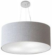 Lustre Pendente Cilíndrico Md-4074 Cúpula em Tecido 60x30cm Rustico Cinza - Bivolt