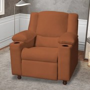 Poltrona Papai Manchester Reclinável Veludo Telha