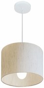 Lustre Pendente Cilíndrico Md-4113 Cúpula em Tecido 30x25cm Linho Bege - Bivolt