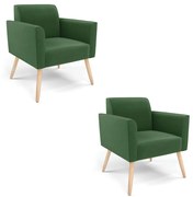 Kit 2 Poltronas Pés Palito Natural Marisa Suede D03 - DRossi - Verde
