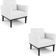 Poltrona Base Madeira Preto Kit 2 Maressa Sintético Branco - Ibiza