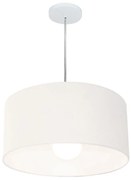 Lustre Pendente Cilíndrico Md-4203 Cúpula em Tecido 45x21cm Branco - Bivolt