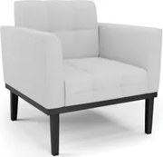 Poltrona Decorativa Base Madeira Preto Ana Linho Cinza - Ibiza