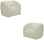 Kit 2 Poltronas Decorativas Sala de Estar Adam Boucle Off White G45 - Gran Belo