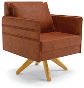 Poltrona Giratória Mari Corano Base de Madeira MA30 D03 - D'Rossi - Nozes