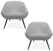 Kit 02 Poltronas Giovana Corino Pés Palito de Ferro D01 - D'Rossi - Cinza