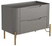 Mesa de Cabeceira Wilmer 2 Gavetas Pés Metal Redondo Design Clean