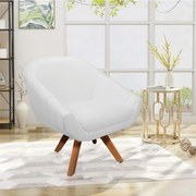 Kit 02 Poltronas Giratória Giovana Corino Base Madeira MM30 D01 - D'Rossi - Branco