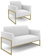 Namoradeira e Poltrona Industrial Alta Dourado Marisa Bouclê D03 - D'Rossi - Off White