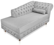 Divã Chesterfield 165 cm Capitonado com Strass Suede D'Rossi - Cinza