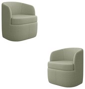 Kit 2 Poltronas Decorativas Design Moderno Bel Sala de Estar Base Giratória Bouclê Verde Oliva G33 - Gran Belo