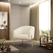 Poltrona Decorativa Pé de Ferro Dourado Kit 2 Stella Linho D03 - D'Rossi - A19 Bege