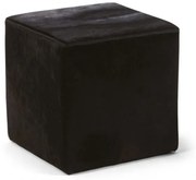 Puff Couro Legítimo 0,43m x 0,43m - Cubo Couro Natural Preto