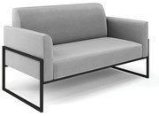 Sofá Namoradeira Base Industrial Alta Preto Marisa Suede - Cinza