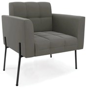 Poltrona Pé de Ferro Preto para Sala Elisa Suede D03 - D'Rossi - Marrom