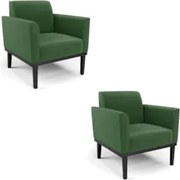 Poltrona Base Madeira Preto Kit 2 Maressa Suede Verde - Ibiza