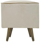 Puff Quadrado Modena Sigma em Suede com Pés Palito Inclinado - Marfim