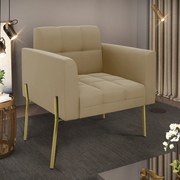 Poltrona Pé de Ferro Dourado para Sala Elisa Suede D03 - D'Rossi - Marrom Rato