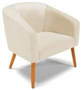 Poltrona Decorativa Pé Palito Castanho Stella Sintético Bege D03 - D'Rossi