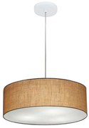 Lustre Pendente Cilíndrico Md-4132 Cúpula em Tecido 40x15cm Palha - Bivolt