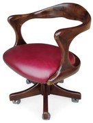 Poltrona Giratória Retro Ajuste de Altura e Relax Assento Estofado Encosto Madeira Madeira Maciça com Rodízios