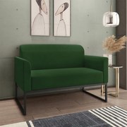 Poltrona Namoradeira Decorativa Isabella Base Industrial Suede Verde/Preto G19 - Gran Belo