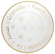 Sousplat de Plástico Desejos de Natal Transparente e Dourado Com Estrelas 33 cm F04 - D'Rossi