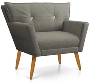 Kit 2 Poltronas Anitta Com Strass Linho Pés Palito Castanho D03 -D'Rossi - A27 Areia