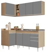 Armário de Cozinha Modulado de Canto Direito 4 Peças CP39 com Pia Inox