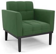 Poltrona Base de Madeira Fixa Preto Elisa Suede Verde D03 - D'Rossi