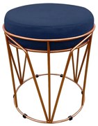 Puff Multiuso com Mesa Babu 2 em 1 Suede Base Cobre D'Rossi - Azul Marinho