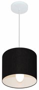 Lustre Pendente Cilíndrico Md-4046 Cúpula em Tecido 18x18cm Preto - Bivolt