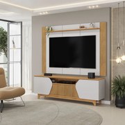 Painel e Bancada TV 75" Rocha Ripado Canelado 4 Portas Bali/Cedro G18 - Gran Belo