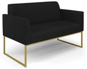 Sofá Namoradeira Base Industrial Dourado Marisa Linho - A79 Preto